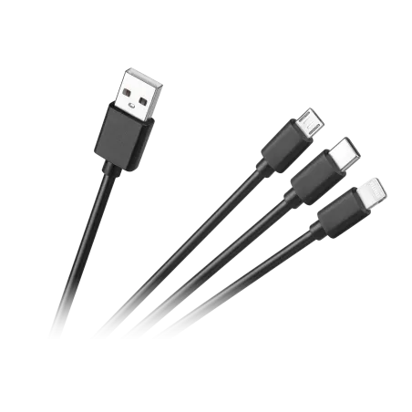 Kabel połączeniowy 3w1, USB A - micro/C/lightning 1.2m