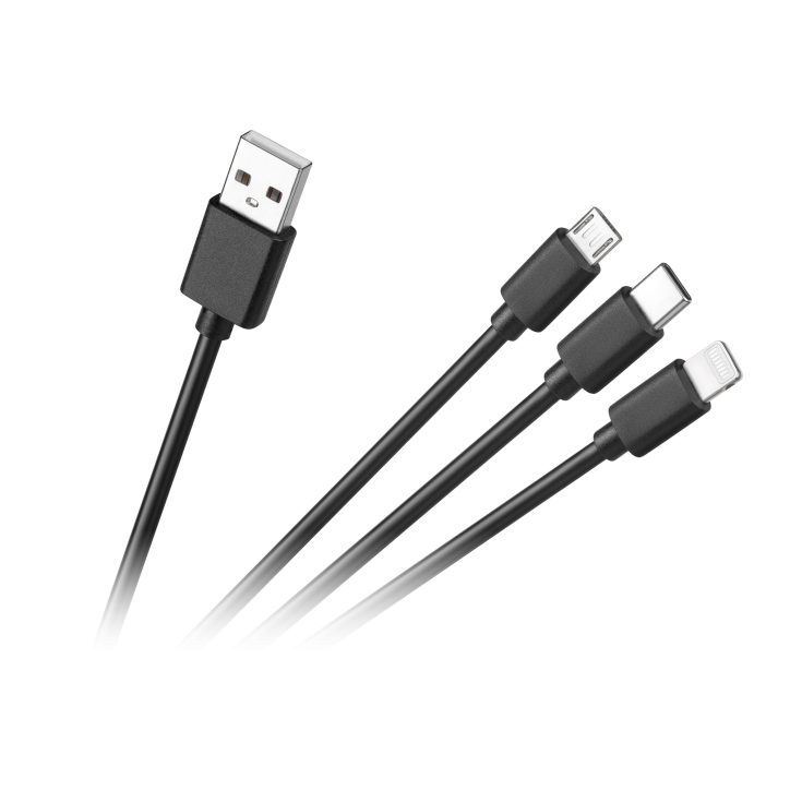 Kabel połączeniowy 3w1, USB A - micro/C/lightning 1.2m Kabel połączeniowy 3w1, USB A - micro/C/lightning 1.2m