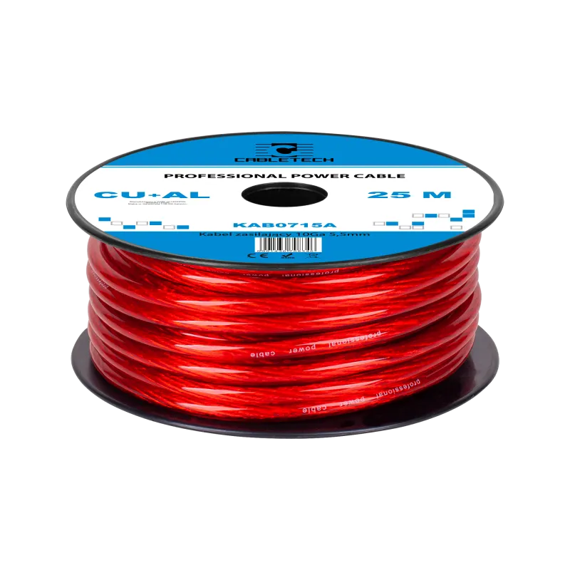 Kabel samochodowy 10Ga OD5.5mm CU+AL 25m Kabel samochodowy 10Ga OD5.5mm CU+AL 25m
