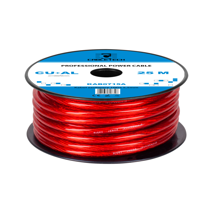 Kabel samochodowy 10Ga OD5.5mm CU+AL 25m Kabel samochodowy 10Ga OD5.5mm CU+AL 25m