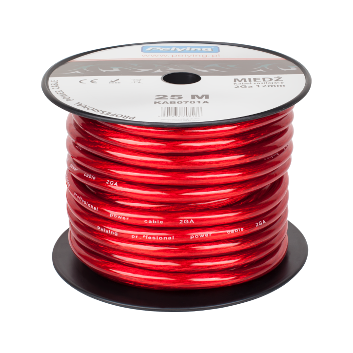 Kabel samochodowy 2Ga OD12mm CU 25m Kabel samochodowy 2Ga OD12mm CU 25m