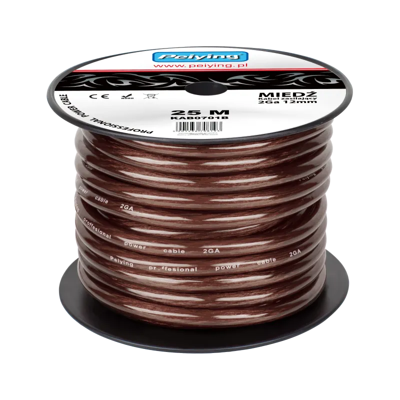 Kabel samochodowy 2Ga OD12mm CU 25m Kabel samochodowy 2Ga OD12mm CU 25m