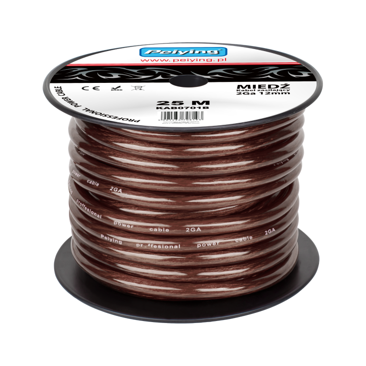 Kabel samochodowy 2Ga OD12mm CU 25m Kabel samochodowy 2Ga OD12mm CU 25m
