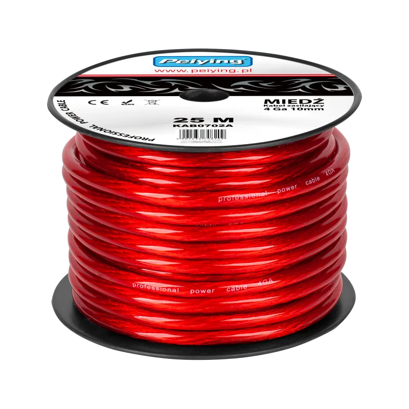 Kabel samochodowy 4Ga OD10mm CU 25m