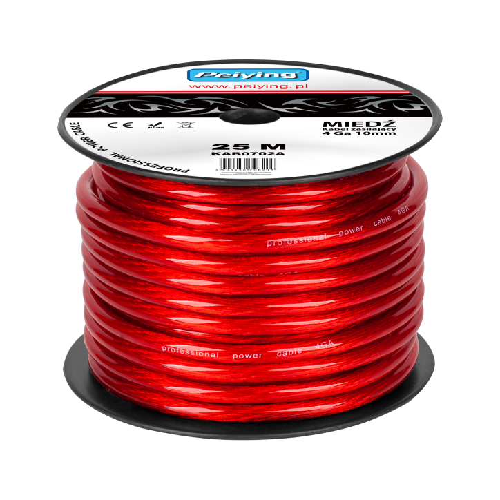Kabel samochodowy 4Ga OD10mm CU 25m Kabel samochodowy 4Ga OD10mm CU 25m