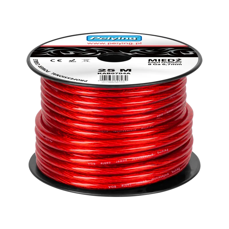 Kabel samochodowy 8Ga OD6.7mm CU 25m Kabel samochodowy 8Ga OD6.7mm CU 25m