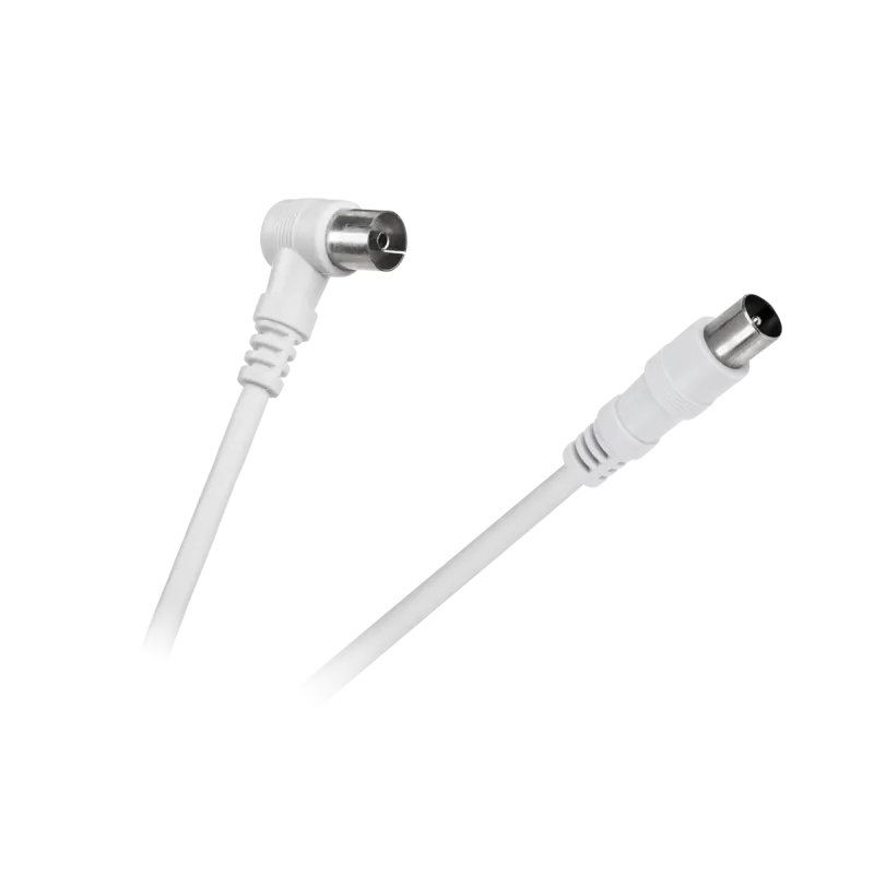 Kabel TV - VIDEO kątowo - prosty biały 5m