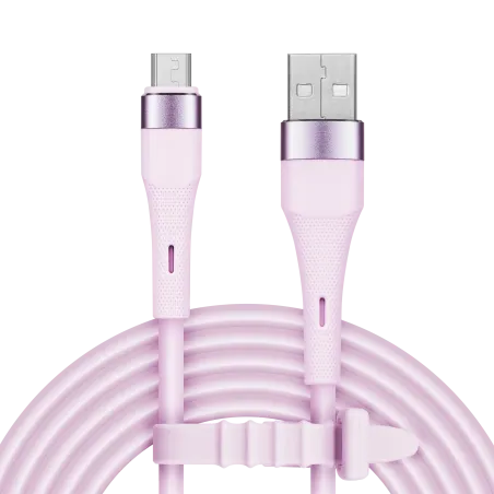 Kabel USB - microUSB 1 m silikonowy różowy Kruger&Matz Basic
