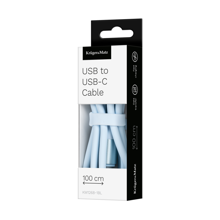 Kabel USB - USB typu C 1 m silikonowy niebieski Kruger&Matz Basic Kabel USB - USB typu C 1 m silikonowy niebieski Kruger&Matz Basic