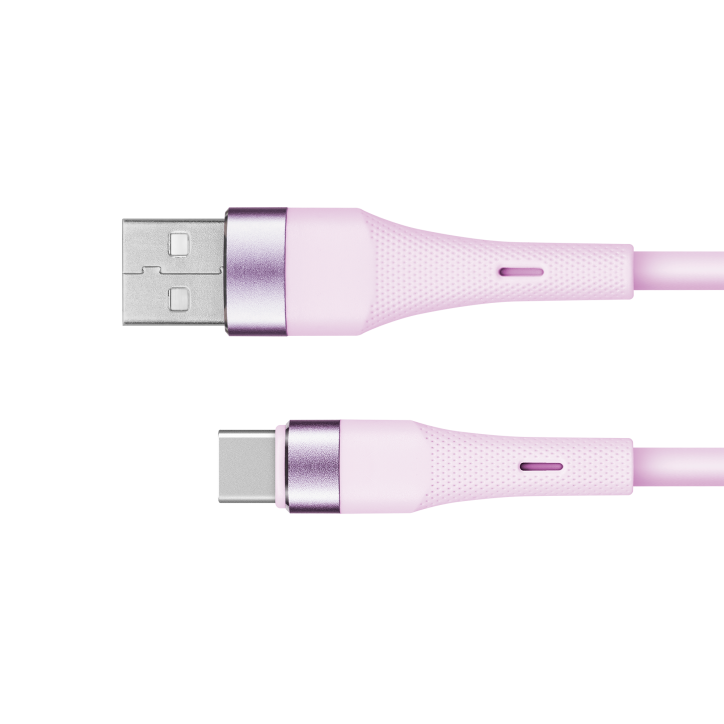 Kabel USB - USB typu C 1 m silikonowy różowy Kruger&Matz Basic Kabel USB - USB typu C 1 m silikonowy różowy Kruger&Matz Basic