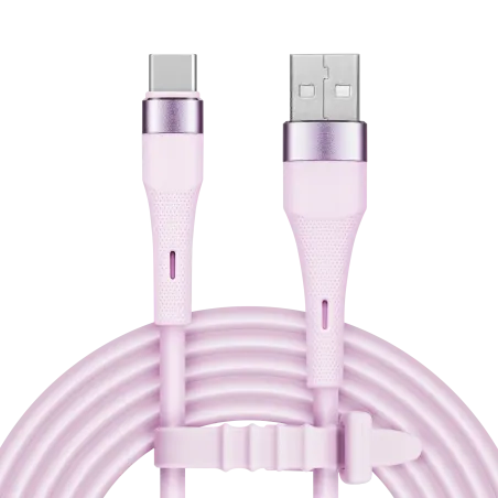 Kabel USB - USB typu C 1 m silikonowy różowy Kruger&Matz Basic