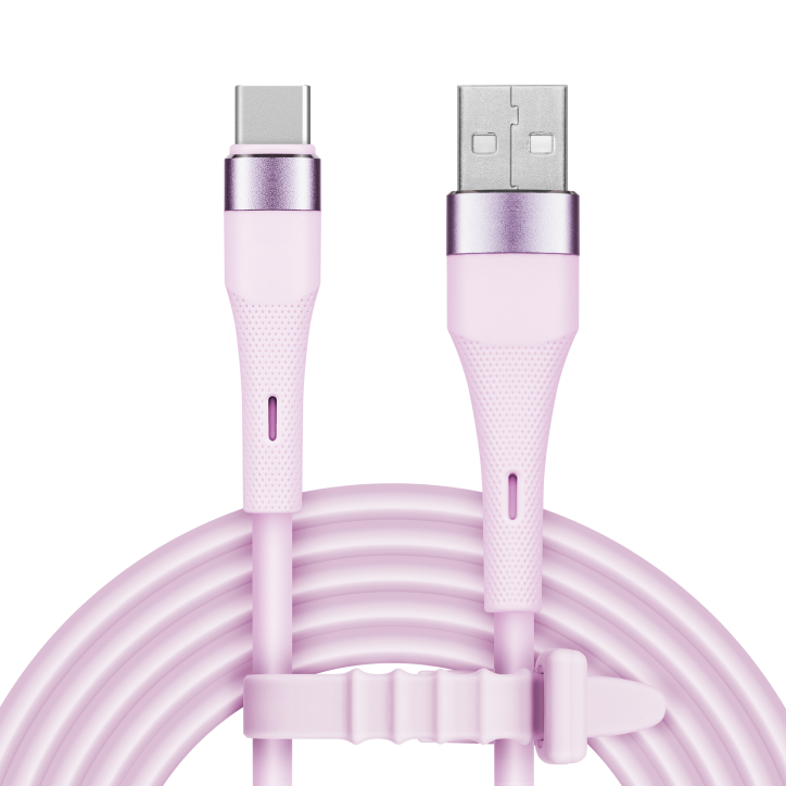 Kabel USB - USB typu C 1 m silikonowy różowy Kruger&Matz Basic Kabel USB - USB typu C 1 m silikonowy różowy Kruger&Matz Basic
