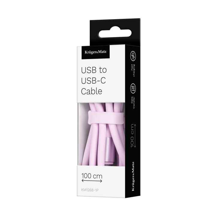 Kabel USB - USB typu C 1 m silikonowy różowy Kruger&Matz Basic Kabel USB - USB typu C 1 m silikonowy różowy Kruger&Matz Basic