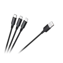 Kabel USB 3w1 microUSB, USB typu C, Lightning 100 cm