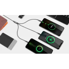 Kabel USB 3w1 microUSB, USB typu C, Lightning 100 cm