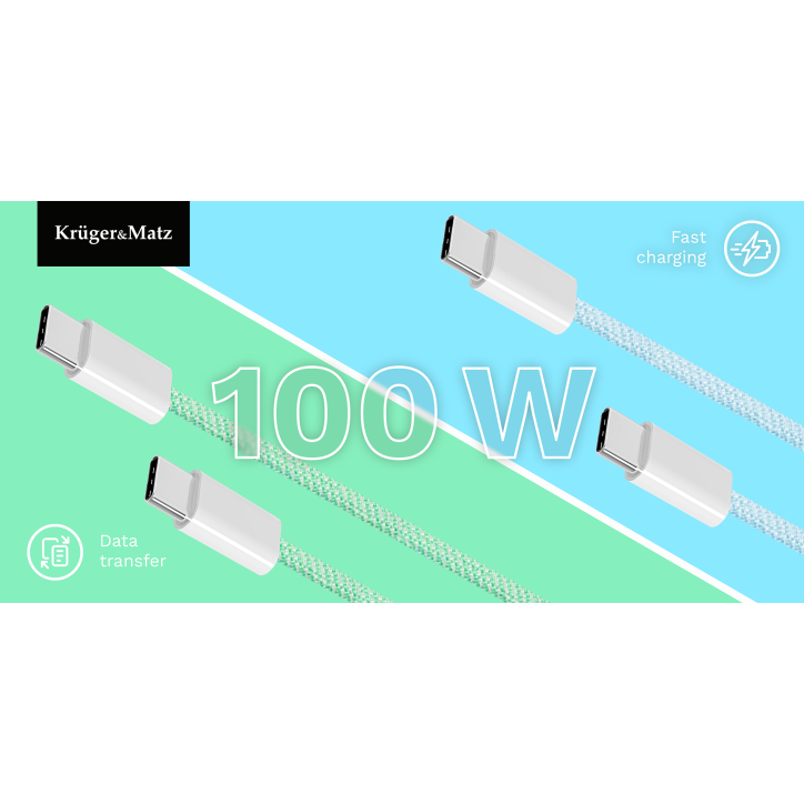 Kabel USB typu C - USB typu C 100 W 1 m niebieski Kruger&Matz Basic Kabel USB typu C - USB typu C 100 W 1 m niebieski Kruger&Matz Basic