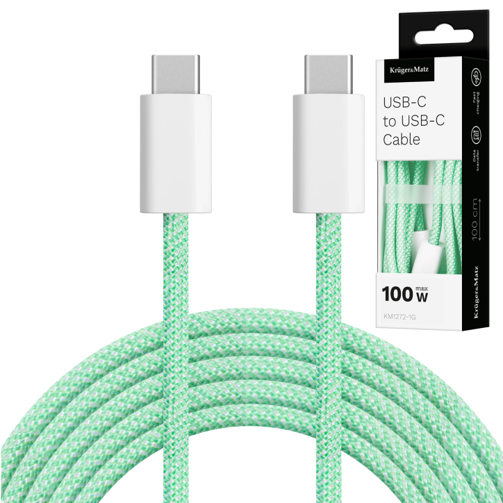 Kabel USB typu C - USB typu C 100 W 1 m zielony Kruger&Matz Basic Kabel USB typu C - USB typu C 100 W 1 m zielony Kruger&Matz Basic