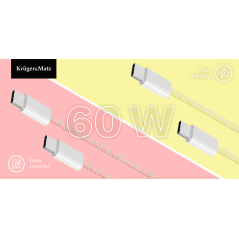 Kabel USB typu C - USB typu C 60 W 1 m różowy Kruger&Matz Basic