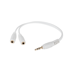 Kabel wtyk jack 3,5/2 x gniazdo jack 3,5 0.2m czarny