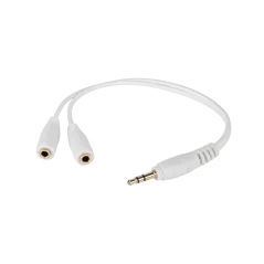 Kabel wtyk jack 3,5/2 x gniazdo jack 3,5 0.2m czarny