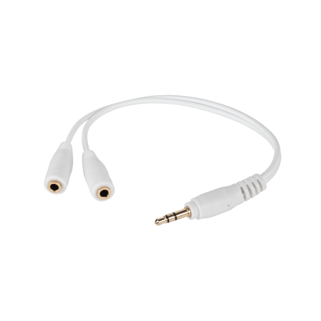 Kabel wtyk jack 3,5/2 x gniazdo jack 3,5 0.2m czarny
