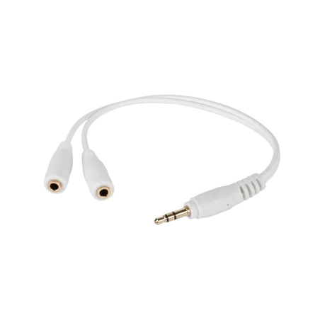 Kabel wtyk jack 3,5/2 x gniazdo jack 3,5 0.2m czarny