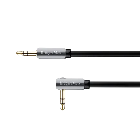 Kabel wtyk kątowy - wtyk prosty jack 3.5 stereo 1.0m Kruger&Matz