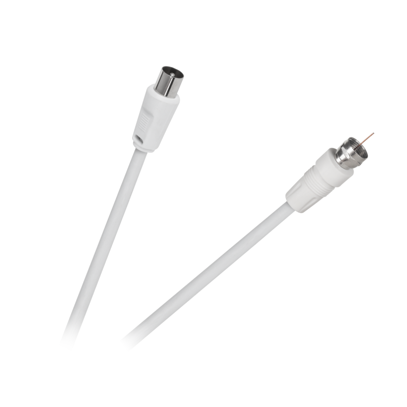 Kabel wtyk TV - wtyk F 1,5m biały