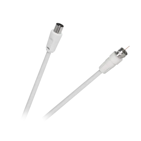 Kabel wtyk TV - wtyk F 1,5m biały