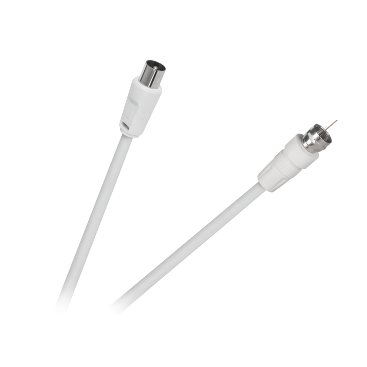Kabel wtyk TV - wtyk F 1,5m biały Kabel wtyk TV - wtyk F 1,5m biały