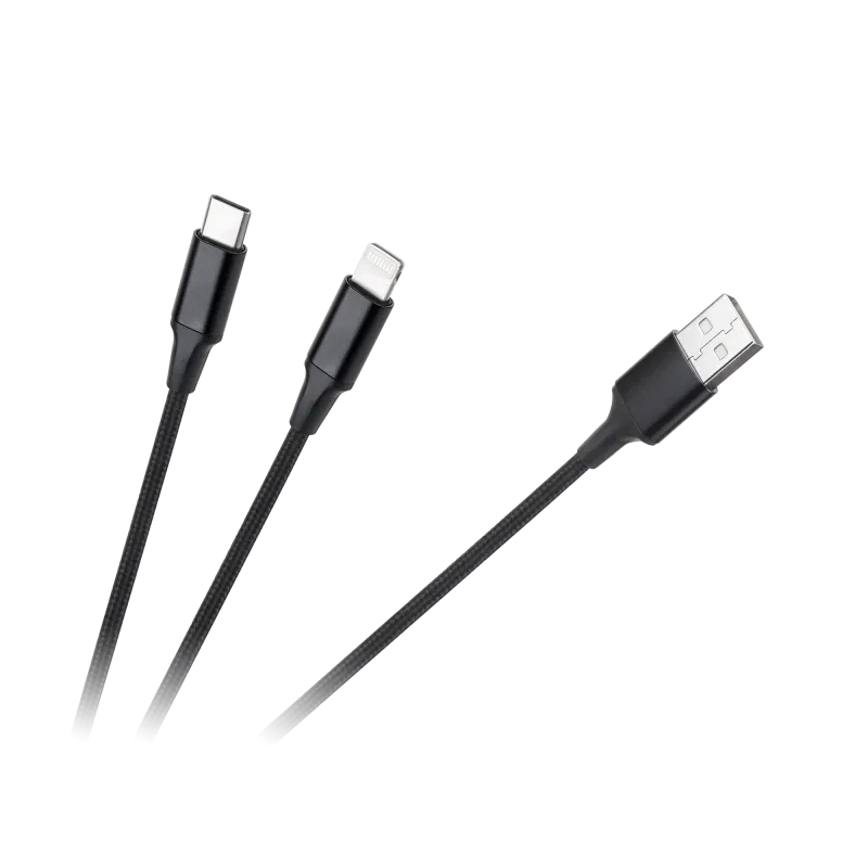 Kabel wtyk USB A - wtyk USB C/ wtyk lightningh (2w1) 1m Kabel wtyk USB A - wtyk USB C/ wtyk lightningh (2w1) 1m