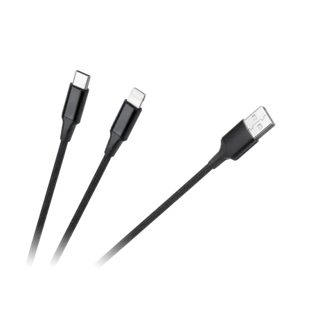 Kabel wtyk USB A - wtyk USB C/ wtyk lightningh (2w1) 1m