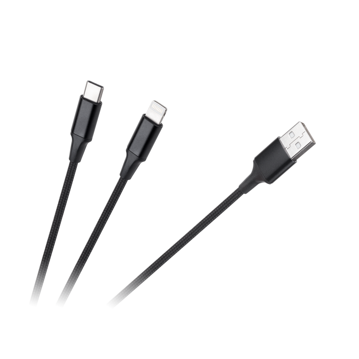 Kabel wtyk USB A - wtyk USB C/ wtyk lightningh (2w1) 1m Kabel wtyk USB A - wtyk USB C/ wtyk lightningh (2w1) 1m