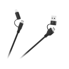 Kabel wtyk USB A/C - wtyk USB C/lightning (2+2) 1m