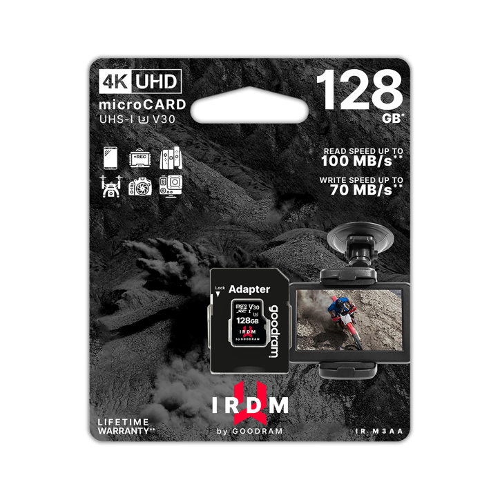 Karta pamięci microSD 128 GB UHS-I U3 Goodram z adapterem Karta pamięci microSD 128 GB UHS-I U3 Goodram z adapterem