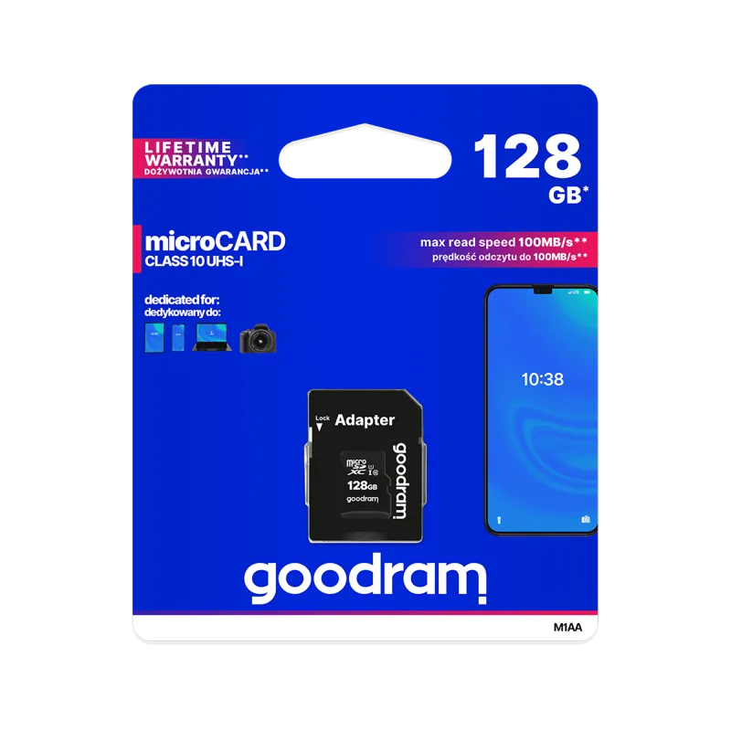 Karta pamięci microSD 128GB UHS-I Goodram z adapterem Karta pamięci microSD 128GB UHS-I Goodram z adapterem