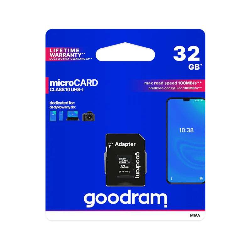 Karta pamięci microSD 32GB UHS-I Goodram z adapterem Karta pamięci microSD 32GB UHS-I Goodram z adapterem