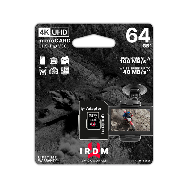 Karta pamięci microSD 64 GB UHS-I U3 Goodram z adapterem Karta pamięci microSD 64 GB UHS-I U3 Goodram z adapterem