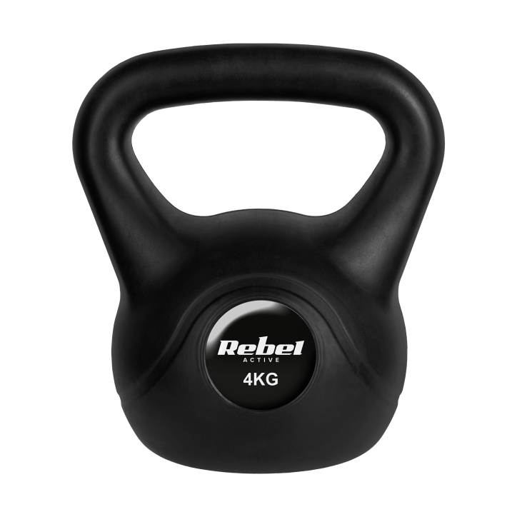 Kettlebell bitumiczny 4kg, REBEL ACTIVE Kettlebell bitumiczny 4kg, REBEL ACTIVE