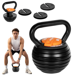 Kettlebell żeliwny automatyczny regulowany 18kg, REBEL ACTIVE