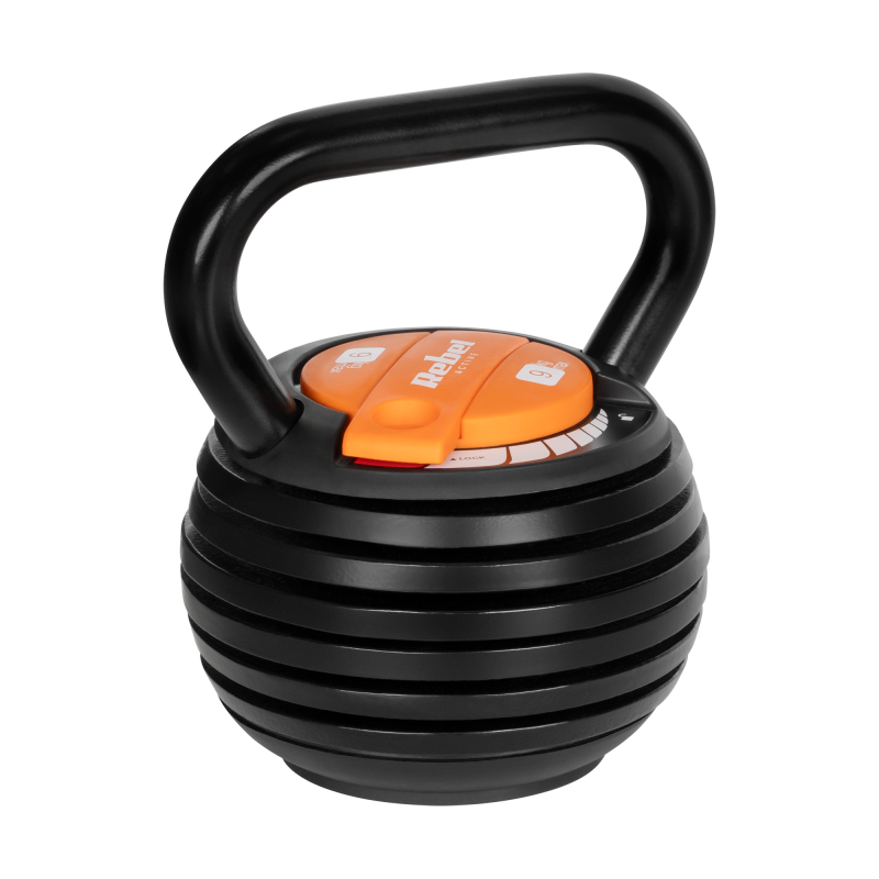Kettlebell żeliwny automatyczny regulowany 9kg, REBEL ACTIVE