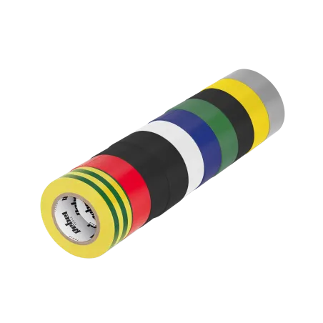 Komplet taśm izolacyjnych klejących REBEL (10 szt. - 0,13 mm x 19 mm x 10 yd) mix kolorów