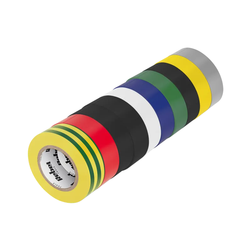Komplet taśm izolacyjnych klejących REBEL (10 szt. - 0,13 mm x 19 mm x 20 yd) mix kolorów Komplet taśm izolacyjnych klejących REBEL (10 szt. - 0,13 mm x 19 mm x 20 yd) mix kolorów