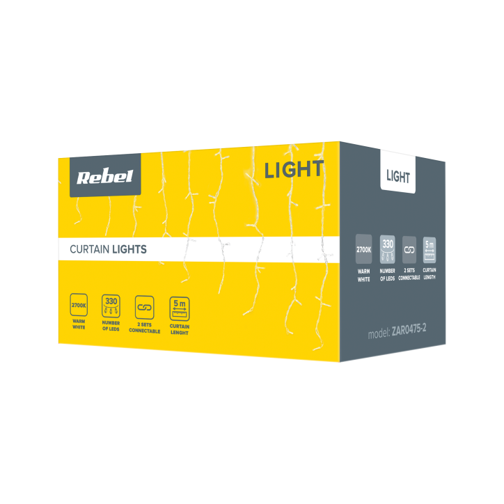 Kurtyna świetlna 5m (330 led), kolor ciepły biały. IP 44