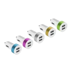 Ładowarka samochodowa 2xUSB 2100 mA mix kolor HQ