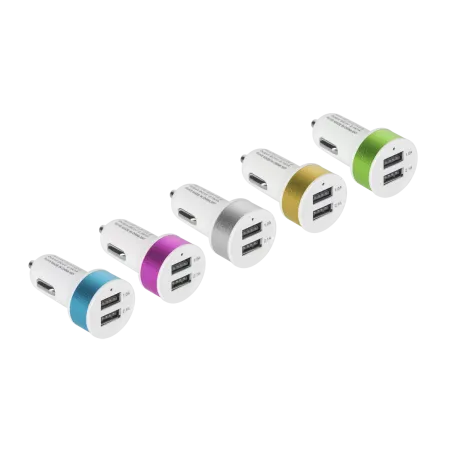 Ładowarka samochodowa 2xUSB 2100 mA mix kolor HQ