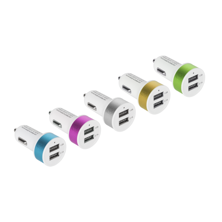 Ładowarka samochodowa 2xUSB 2100 mA mix kolor HQ Ładowarka samochodowa 2xUSB 2100 mA mix kolor HQ