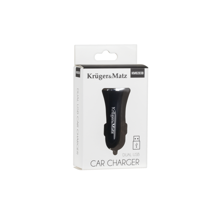 Ładowarka samochodowa Kruger&Matz 2xUSB 2400 mA czarna Ładowarka samochodowa Kruger&Matz 2xUSB 2400 mA czarna