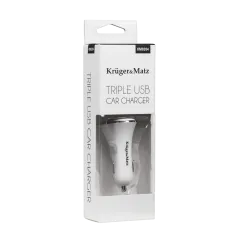 Ładowarka samochodowa Kruger&Matz 3xUSB 5200 mA biała