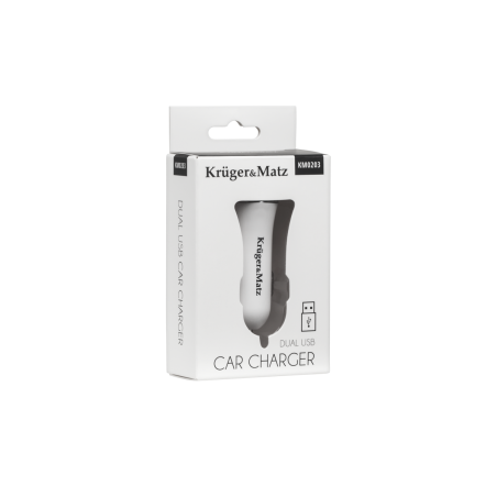 Ładowarka samochodowa Kruger&Matz dual USB 2.4A biała